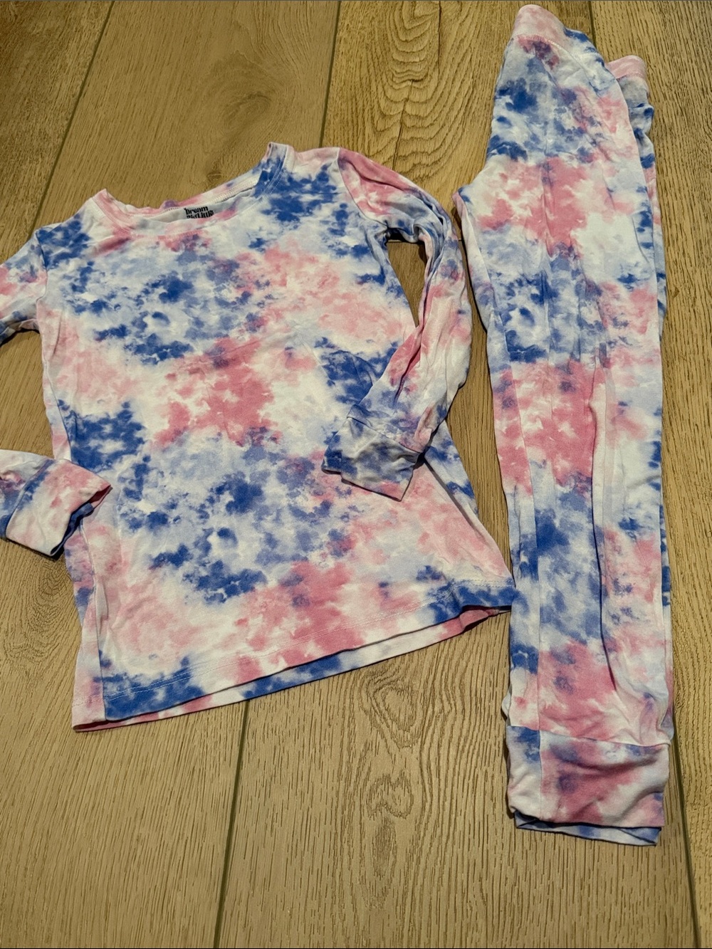 Girls Tie-Dye Long Sleeve Pajama Set - Pink & Blue